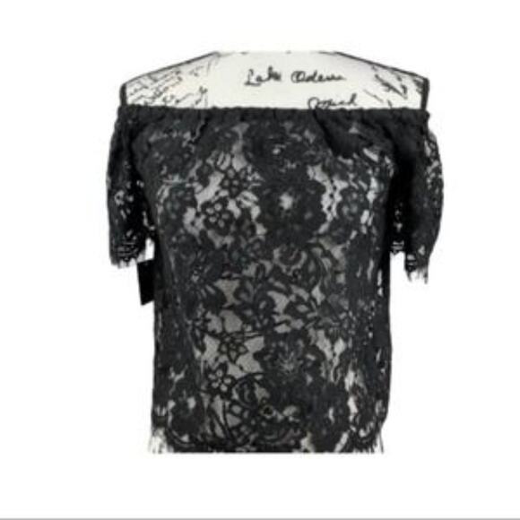 BEBE Black Lace Flower Top Size XS - Picture 1 of 6